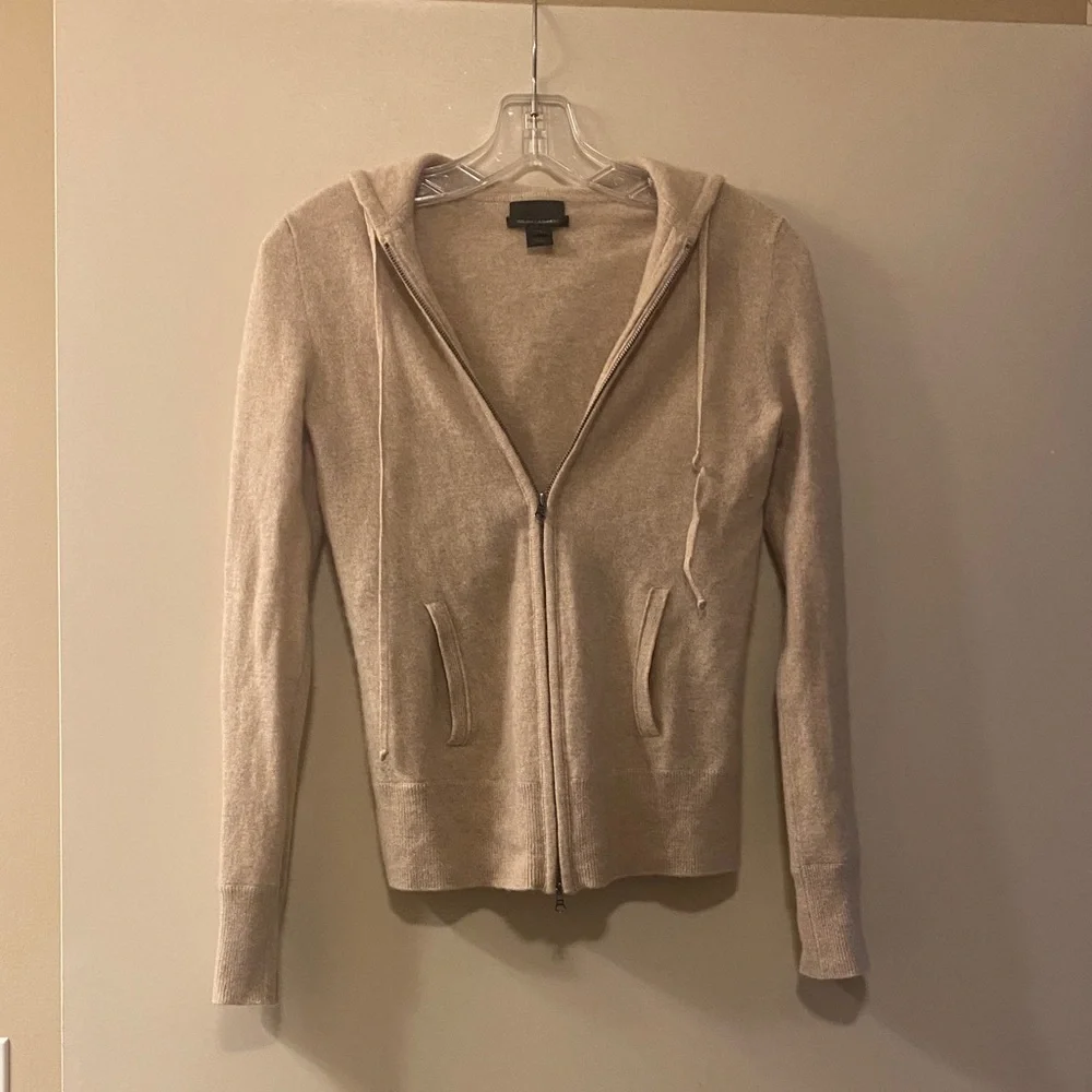J. Crew Women's Beige Cashmere Zip-Up Sweater - Picture 1 of 3
